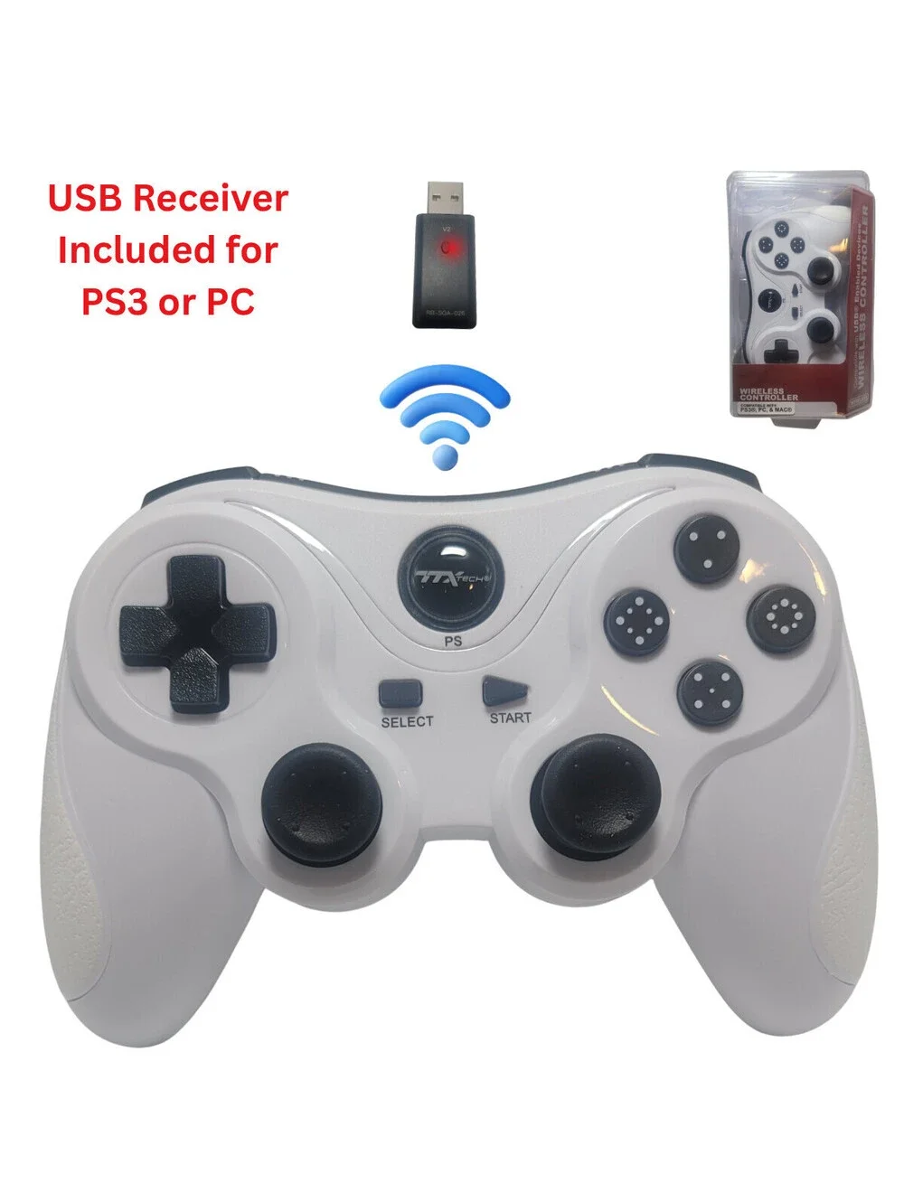 PlayStation 3 Wireless Controller for PS3  / PC / USB 2.4 Ghz - Ceramic White